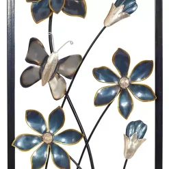 Clearance Kirklands Home Blue Floral and Butterfly Wall Plaques, Set of 2