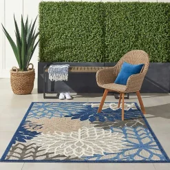 Hot Kirklands Home Blue Floral Burst Outdoor Area Rug, 6x9