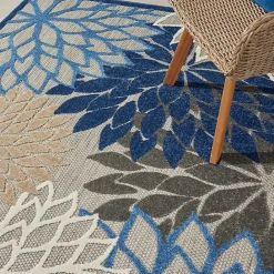Hot Kirklands Home Blue Floral Burst Outdoor Area Rug, 6x9