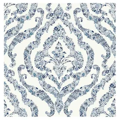 Discount Kirklands Home Floral Damask Pattern Peel & Stick Wallpaper Blue