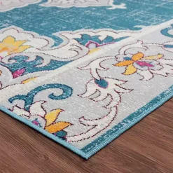 Online Kirklands Home Blue Floral Medallion Outdoor Area Rug, 7x9