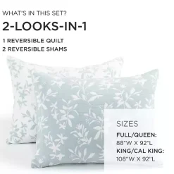 Sale Kirklands Home Blue Floral Reversible 3-pc. King Quilt Set