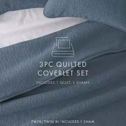 Hot Kirklands Home Floral Stitch 3-pc. King Quilt Set Blue