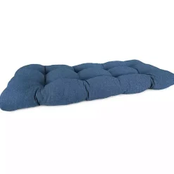 Discount Kirklands Home French Edge Outdoor Wicker Settee Cushion Blue