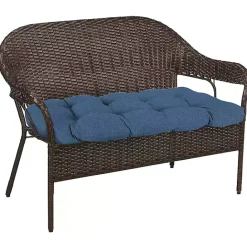 Discount Kirklands Home French Edge Outdoor Wicker Settee Cushion Blue