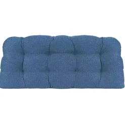 Discount Kirklands Home French Edge Outdoor Wicker Settee Cushion Blue