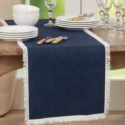 Clearance Kirklands Home Fringe Border Table Runner, 72 in. Blue