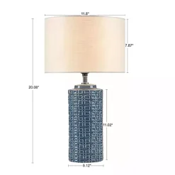 Discount Kirklands Home Blue Geometric Ceramic Table Lamp White