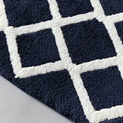 Online Kirklands Home Blue Geometric Pattern Reversible Bath Mat, 34 in.