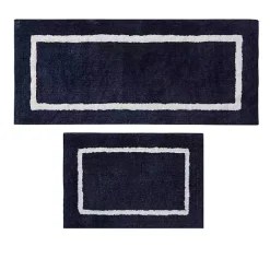 Kirklands Home Blue Geometric Pattern Reversible Bath Mat, 60 in.