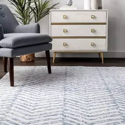 Best Kirklands Home Blue Geometric Pattern Washable Area Rug, 3x5