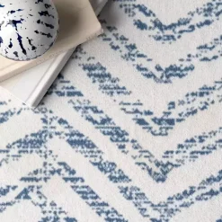 Online Kirklands Home Blue Geometric Pattern Washable Area Rug, 4x6