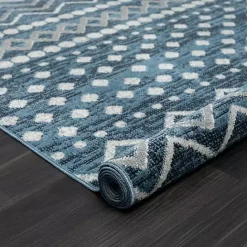 Hot Kirklands Home Geometric Stripe Washable Area Rug, 5x7 Blue