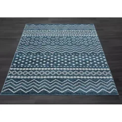 Hot Kirklands Home Geometric Stripe Washable Area Rug, 5x7 Blue