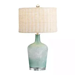 Clearance Kirklands Home Blue Glass Coastal Table Lamp Tan