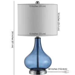 Discount Kirklands Home Blue Glass Curved Brooks Table Lamp White