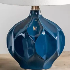 Online Kirklands Home Blue Glazed Geometric Table Lamp White