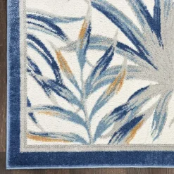 Clearance Kirklands Home Blue Grand Leaf Coastal Area Rug, 5x7
