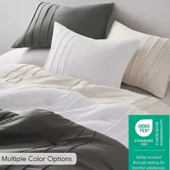 Clearance Kirklands Home Gray Pleated Grid 3-pc. Queen Comforter Set Blue