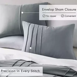 Kirklands Home Gray Pleated Grid 3-pc. King Comforter Set Blue