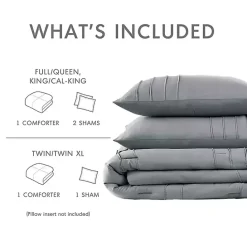 Kirklands Home Gray Pleated Grid 3-pc. King Comforter Set Blue