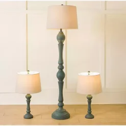 Online Kirklands Home Green Distressed Set of Three Lamps Blue