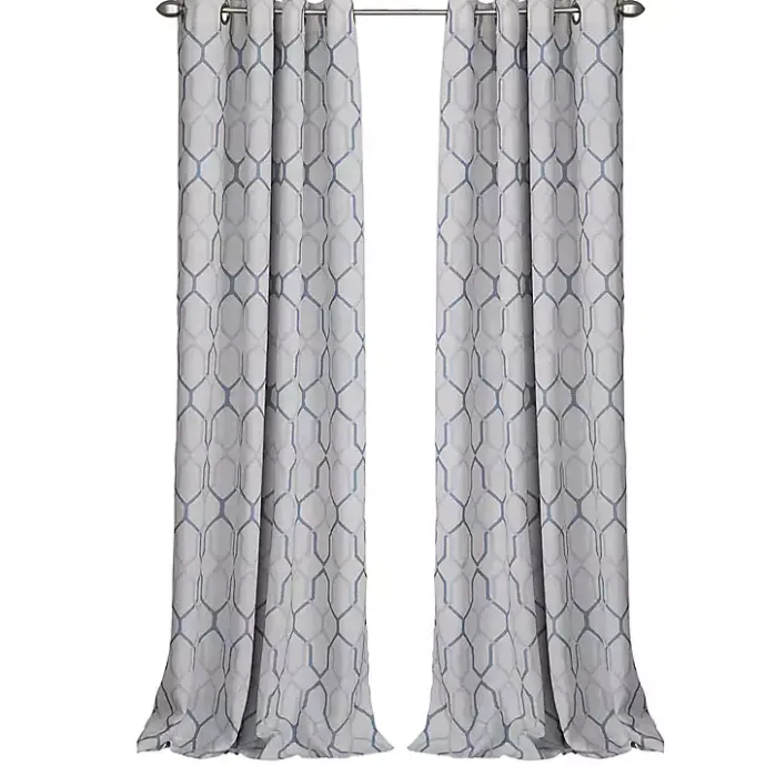 Hot Kirklands Home Blue Interlock Single Curtain Panel, 84 in.