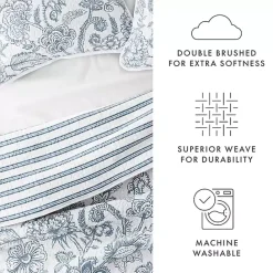 Best Kirklands Home Blue Jacobean Reversible 3-pc. Queen Quilt Set