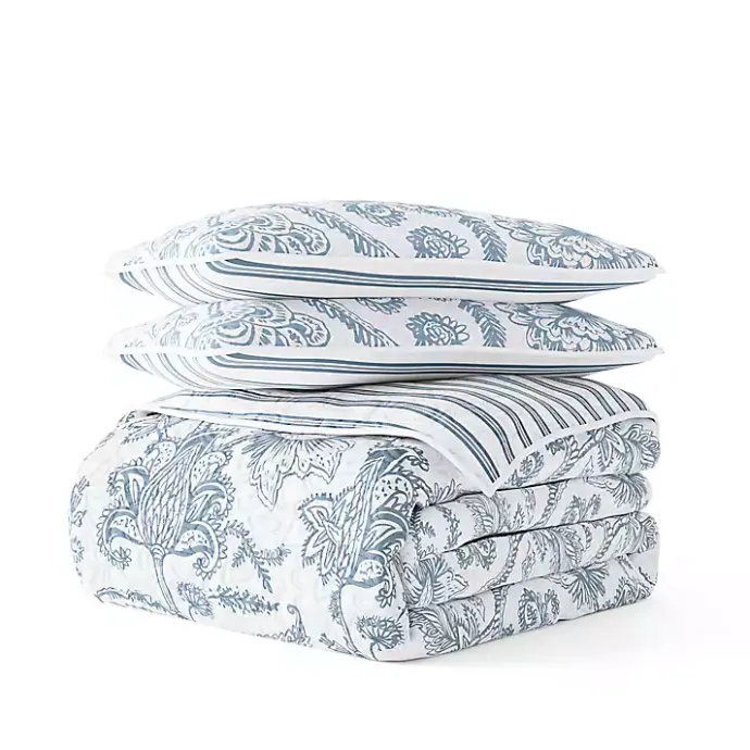 Hot Kirklands Home Blue Jacobean Reversible 3-pc. King Quilt Set