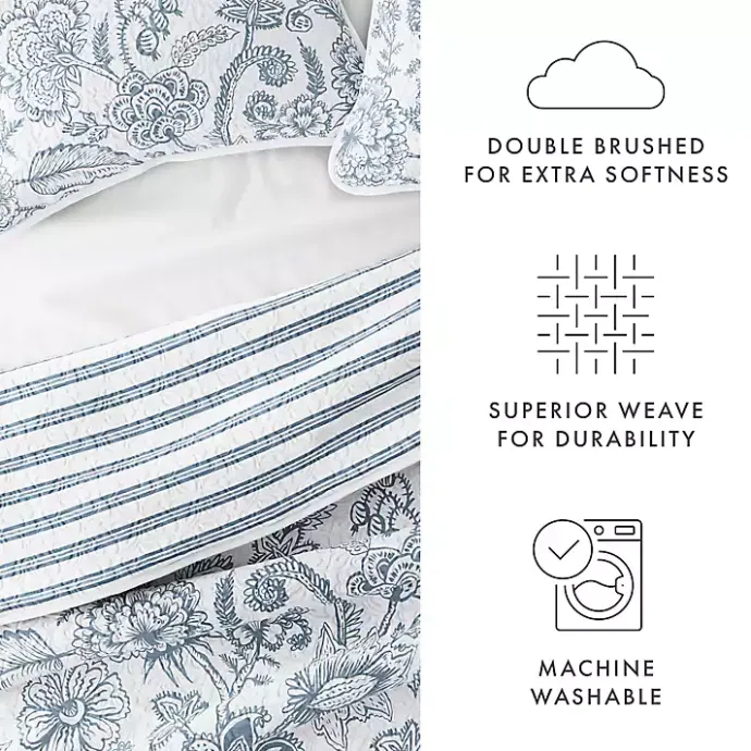Hot Kirklands Home Blue Jacobean Reversible 3-pc. King Quilt Set