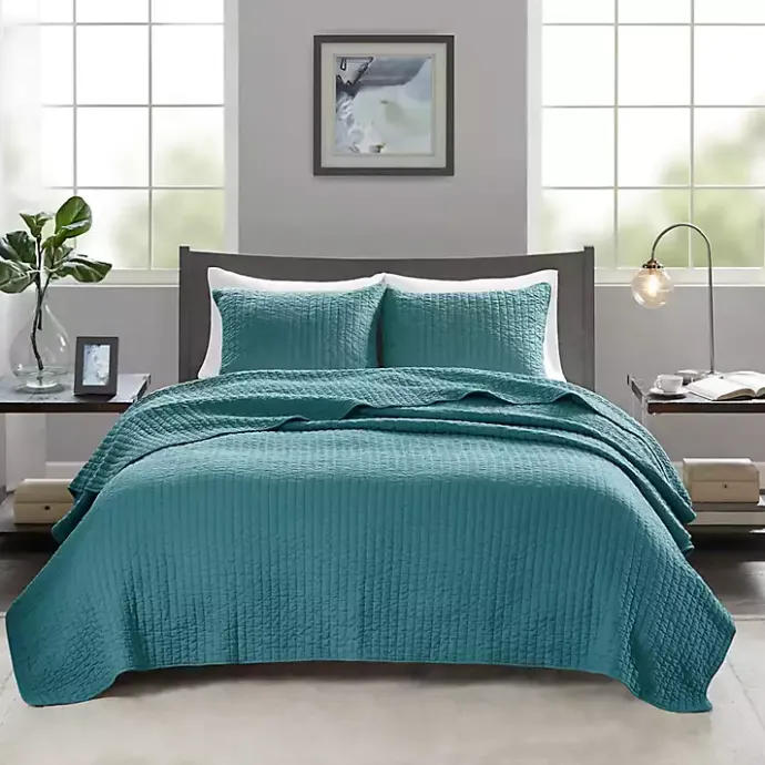 Online Kirklands Home Jaxson 3-pc. Reversible King Coverlet Set Blue