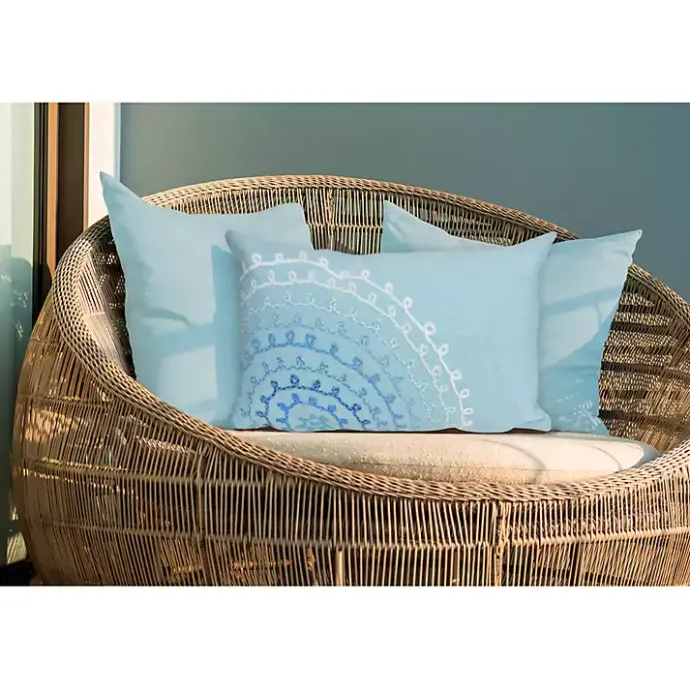 New Kirklands Home Lamontage Swirl Outdoor Lumbar Pillow Blue
