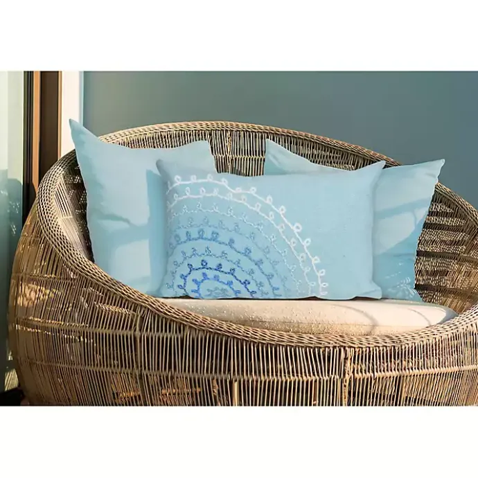 Discount Kirklands Home Lamontage Swirl Outdoor Throw Pillow Blue