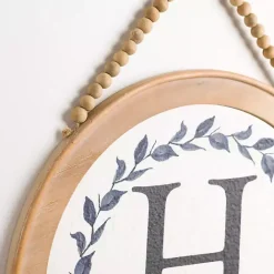 Sale Kirklands Home Blue Leaf Wreath Monogram H Wood Wall Plaque