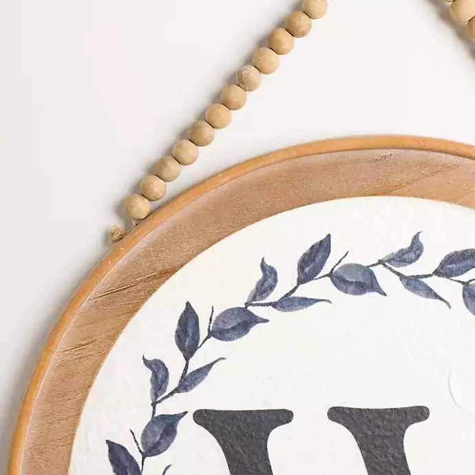 New Kirklands Home Blue Leaf Wreath Monogram W Wood Wall Plaque