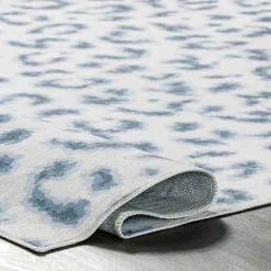 Hot Kirklands Home Blue Leopard Spots Washable Area Rug, 5x8