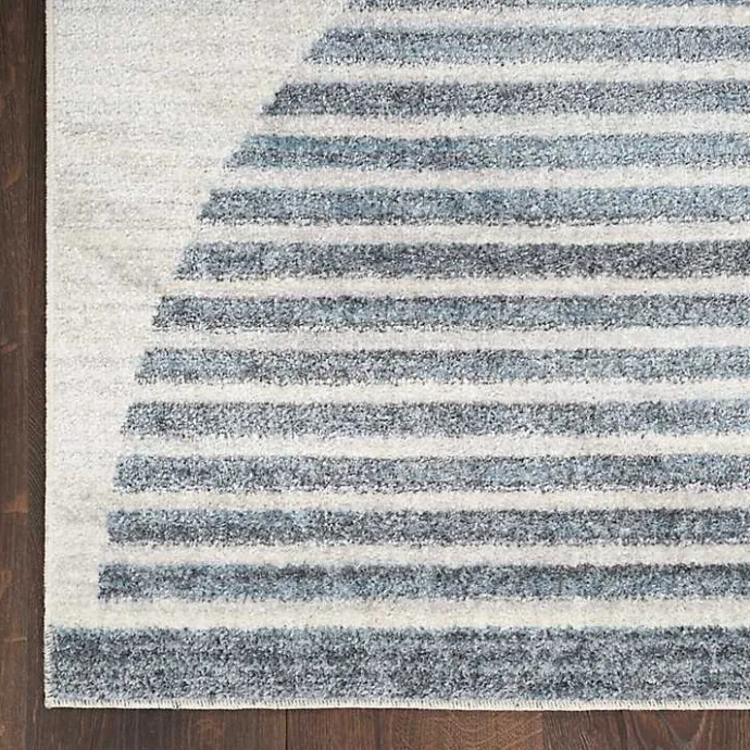 Hot Kirklands Home Blue Linear Geometric Washable Runner, 2x12