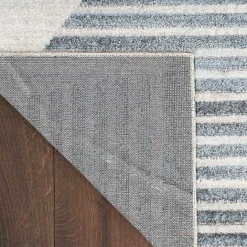 Sale Kirklands Home Blue Linear Geometric Washable Area Rug, 4x6