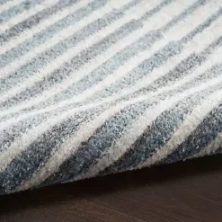 Sale Kirklands Home Blue Linear Geometric Washable Area Rug, 6x9