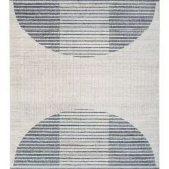 New Kirklands Home Blue Linear Geometric Washable Area Rug, 9x12