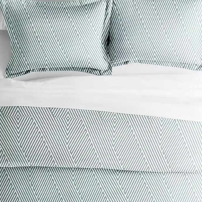 Discount Kirklands Home Blue Linear 3-pc. King Duvet Cover Set