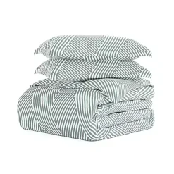 Hot Kirklands Home Blue Linear 3-pc. Queen Duvet Cover Set