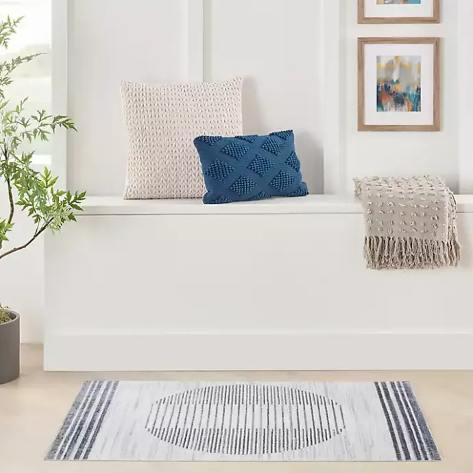 Outlet Kirklands Home Blue Linear Sphere Washable Area Rug, 3x5