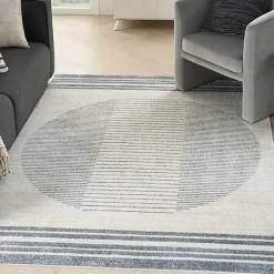 Sale Kirklands Home Blue Linear Sphere Washable Area Rug, 6x9