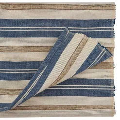 New Kirklands Home Blue Long Striped Water Hyacinth Table Runner