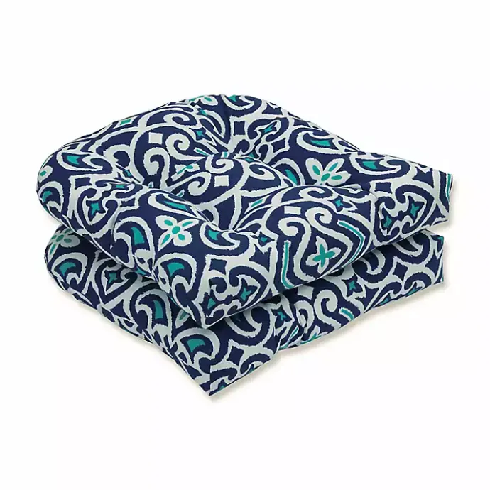 Best Kirklands Home Marine Damask Outdoor Cushions, Set of 2 Blue