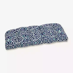 Hot Kirklands Home Marine Damask Outdoor Settee Cushion Blue