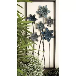 Kirklands Home Metal Floral Panel Wall Plaques, Set of 2 Blue