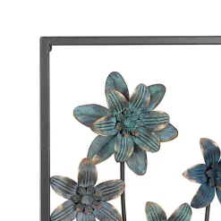 Kirklands Home Metal Floral Panel Wall Plaques, Set of 2 Blue