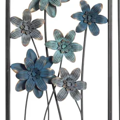 Kirklands Home Metal Floral Panel Wall Plaques, Set of 2 Blue